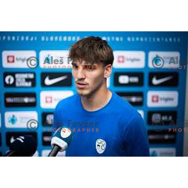 Tio Cipot of U21 Slovenian football team at the press conference in Maribor, Slovenia on May 30, 2025. Photo: Jure Banfi