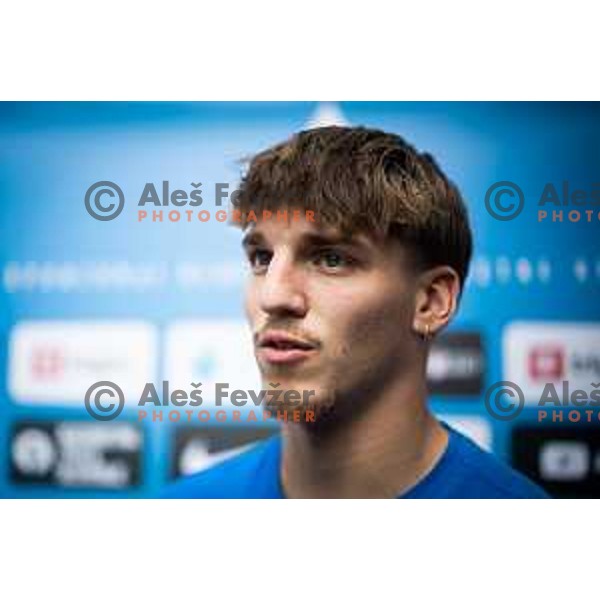 Tio Cipot of U21 Slovenian football team at the press conference in Maribor, Slovenia on May 30, 2025. Photo: Jure Banfi