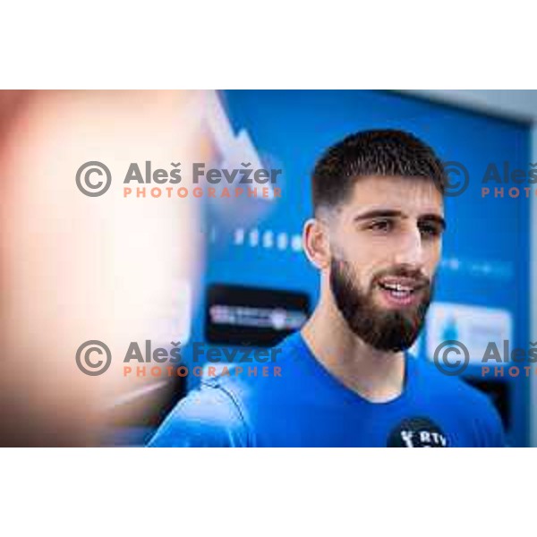 Adrian Zeljkovic of U21 Slovenian football team at the press conference in Maribor, Slovenia on May 30, 2025. Photo: Jure Banfi
