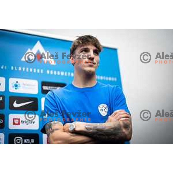 Tio Cipot of U21 Slovenian football team at the press conference in Maribor, Slovenia on May 30, 2025. Photo: Jure Banfi