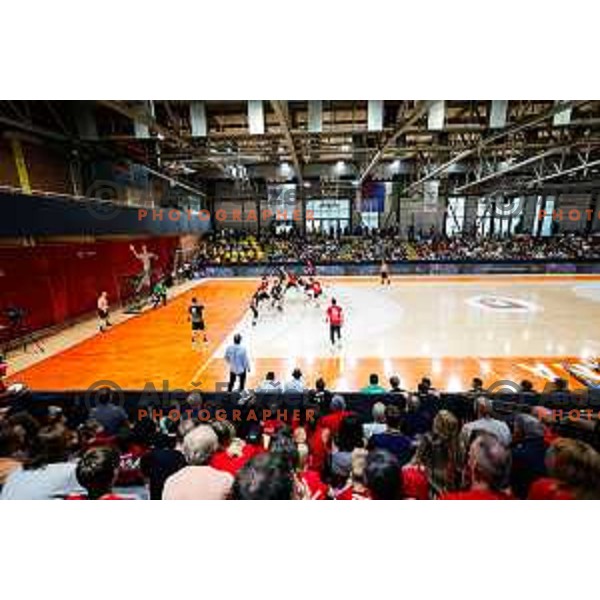 in action during first match of the Final of 1.NLB League 2024/2025 between RD LL Grosist Slovan and RK Gorenje Velenje in Kodeljevo Hall in Ljubljana, Slovenia on May 31, 2025