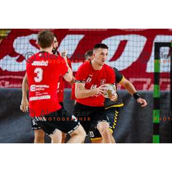 in action during first match of the Final of 1.NLB League 2024/2025 between RD LL Grosist Slovan and RK Gorenje Velenje in Kodeljevo Hall in Ljubljana, Slovenia on May 31, 2025