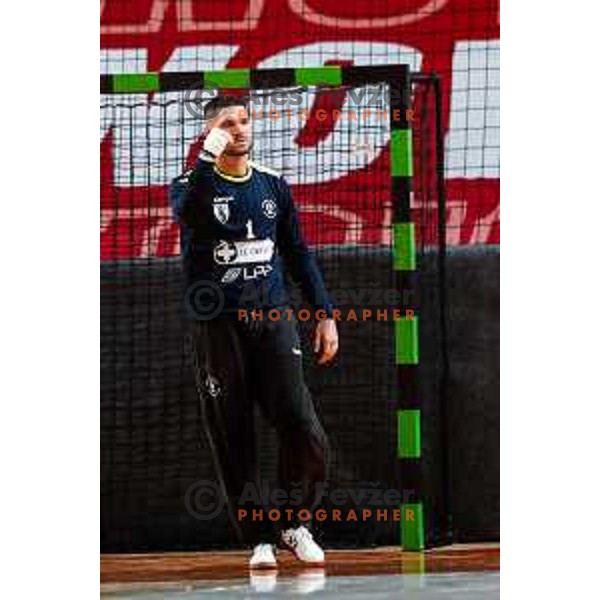 in action during first match of the Final of 1.NLB League 2024/2025 between RD LL Grosist Slovan and RK Gorenje Velenje in Kodeljevo Hall in Ljubljana, Slovenia on May 31, 2025