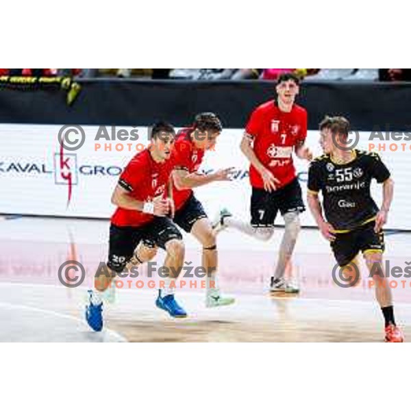 in action during first match of the Final of 1.NLB League 2024/2025 between RD LL Grosist Slovan and RK Gorenje Velenje in Kodeljevo Hall in Ljubljana, Slovenia on May 31, 2025