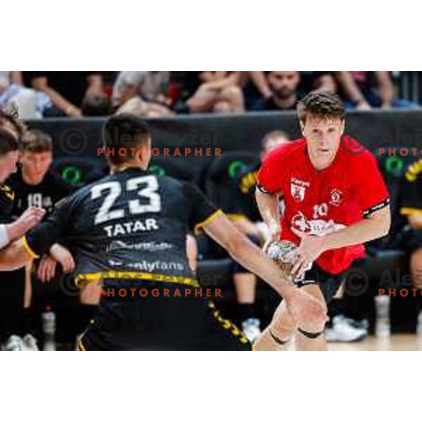 in action during first match of the Final of 1.NLB League 2024/2025 between RD LL Grosist Slovan and RK Gorenje Velenje in Kodeljevo Hall in Ljubljana, Slovenia on May 31, 2025