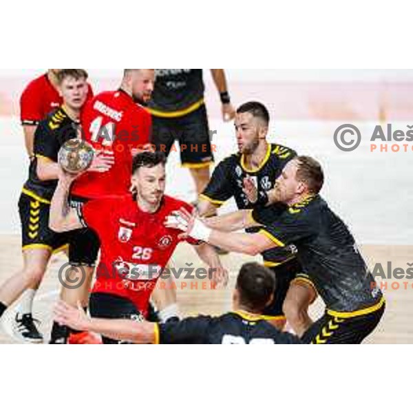 in action during first match of the Final of 1.NLB League 2024/2025 between RD LL Grosist Slovan and RK Gorenje Velenje in Kodeljevo Hall in Ljubljana, Slovenia on May 31, 2025