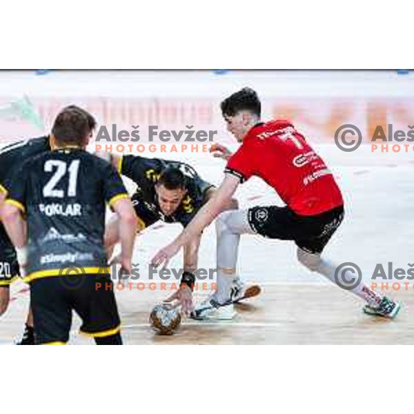 in action during first match of the Final of 1.NLB League 2024/2025 between RD LL Grosist Slovan and RK Gorenje Velenje in Kodeljevo Hall in Ljubljana, Slovenia on May 31, 2025