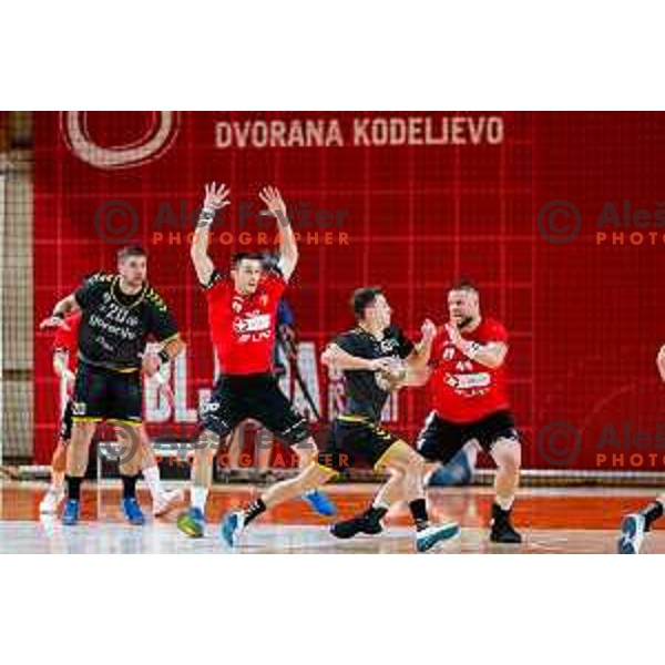 in action during first match of the Final of 1.NLB League 2024/2025 between RD LL Grosist Slovan and RK Gorenje Velenje in Kodeljevo Hall in Ljubljana, Slovenia on May 31, 2025