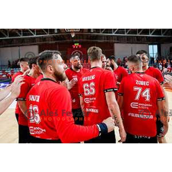 in action during first match of the Final of 1.NLB League 2024/2025 between RD LL Grosist Slovan and RK Gorenje Velenje in Kodeljevo Hall in Ljubljana, Slovenia on May 31, 2025