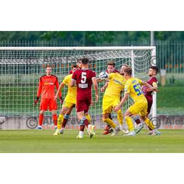in action during second match of Qualifications for Prva liga Telemach 2025/2026 between Triglav and Domzale in Kranj, Slovenia on June 1, 2025