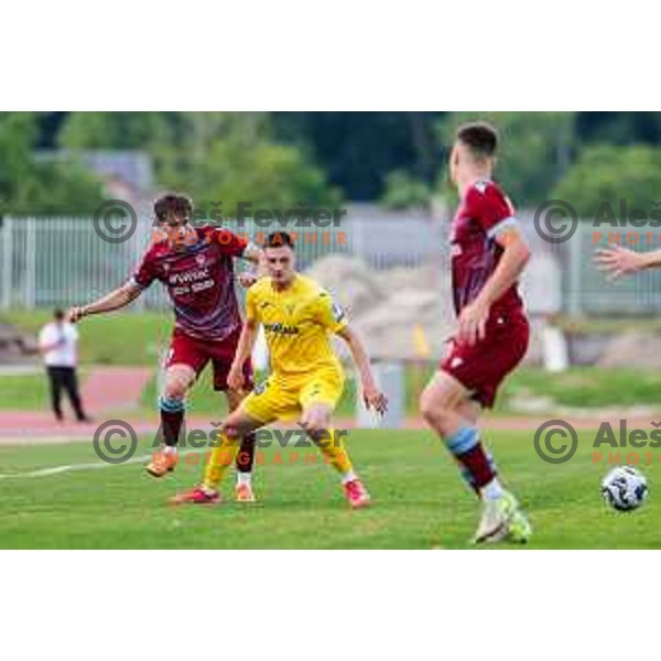 in action during second match of Qualifications for Prva liga Telemach 2025/2026 between Triglav and Domzale in Kranj, Slovenia on June 1, 2025