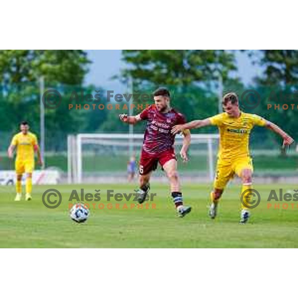 in action during second match of Qualifications for Prva liga Telemach 2025/2026 between Triglav and Domzale in Kranj, Slovenia on June 1, 2025