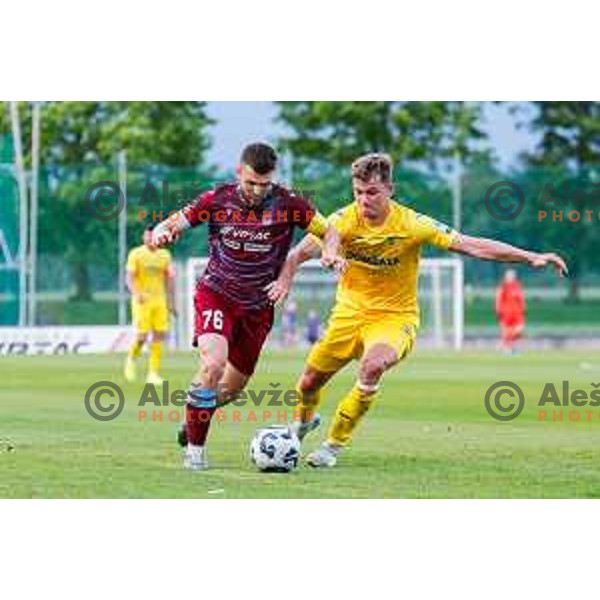 in action during second match of Qualifications for Prva liga Telemach 2025/2026 between Triglav and Domzale in Kranj, Slovenia on June 1, 2025