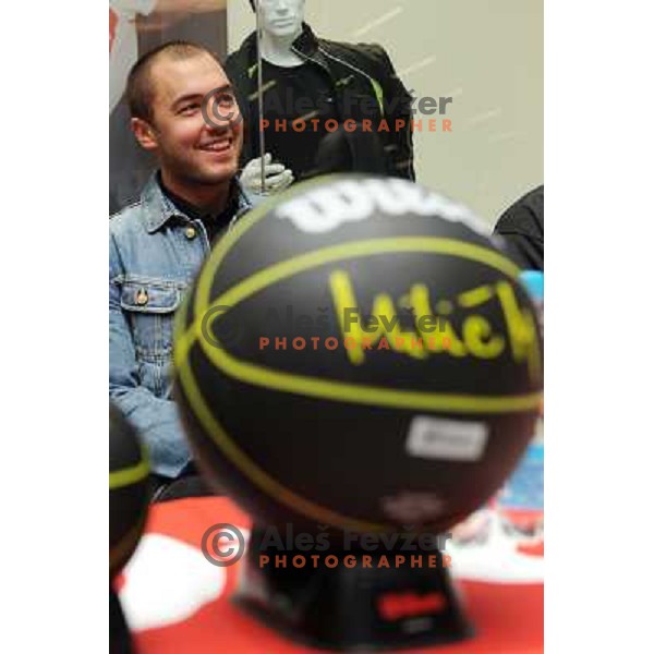 Marko Milic at the presentation and press conference of the Marko Milic basketball ball , Intersport , Mercator Center Siska, 17.10.2008 