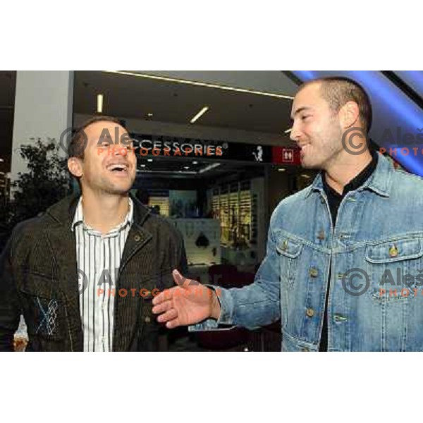 Marko Milic and Jure Kosir at the presentation and press conference of the Marko Milic basketball ball , Intersport , Mercator Center Siska, 17.10.2008 
