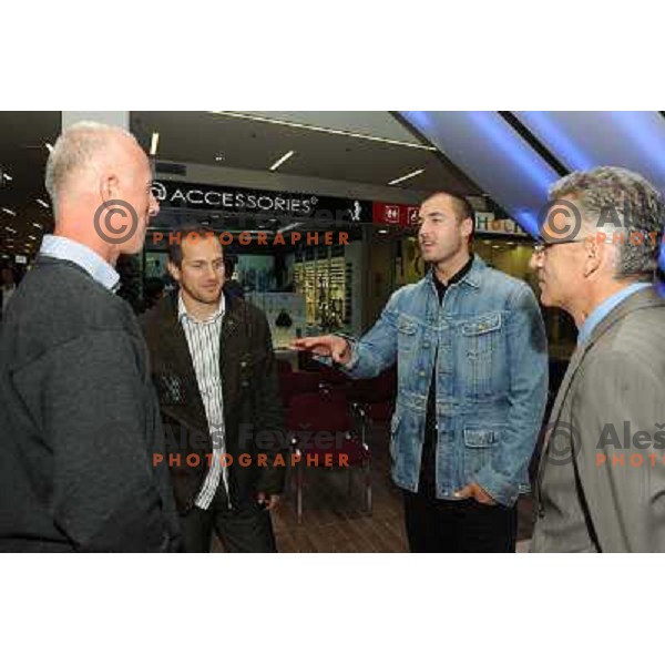 Marko Milic and Jure Kosir at the presentation and press conference of the Marko Milic basketball ball , Intersport , Mercator Center Siska, 17.10.2008 