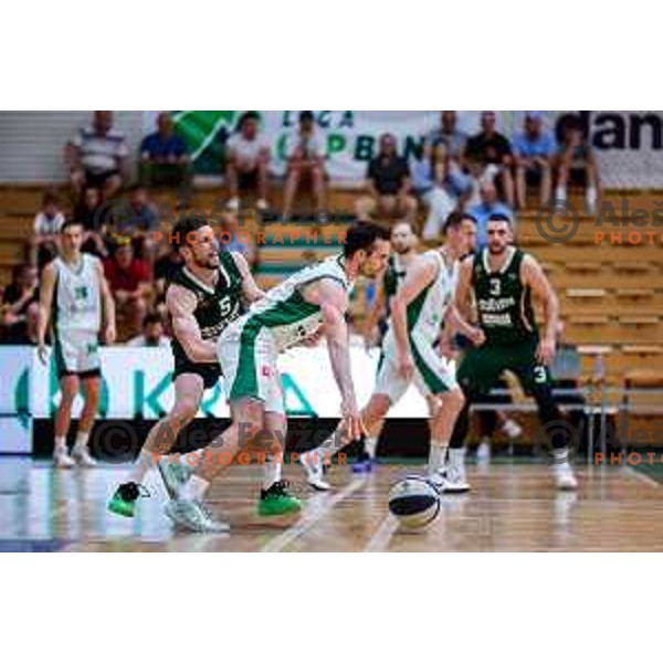 Alekasej Nikolic and Niko Bacvic in action during first match of the Finals of OTP Bank League 2024/2025 between Krka and Cedevita Olimpija in Novo Mesto, Slovenia on June 3, 2025