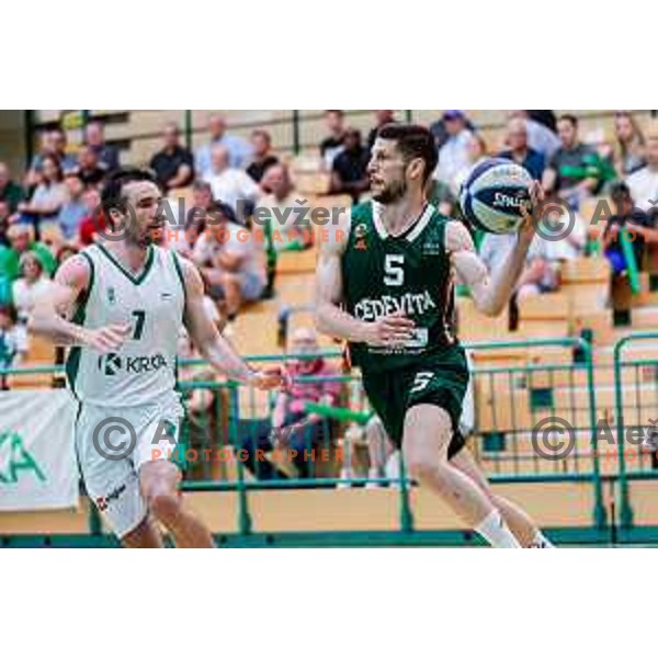 Alekasej Nikolic and Niko Bacvic in action during first match of the Finals of OTP Bank League 2024/2025 between Krka and Cedevita Olimpija in Novo Mesto, Slovenia on June 3, 2025