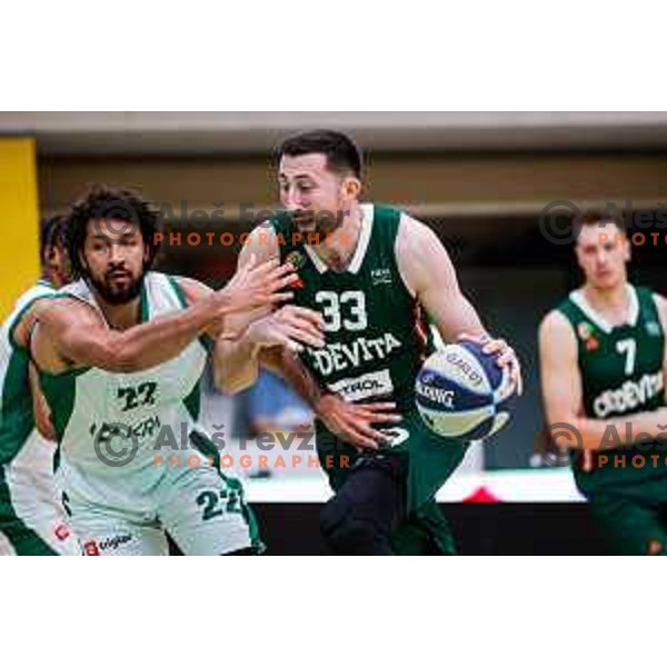 Danilo Tasic in action during first match of the Finals of OTP Bank League 2024/2025 between Krka and Cedevita Olimpija in Novo Mesto, Slovenia on June 3, 2025