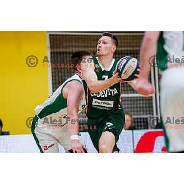 Gregor Glas in action during first match of the Finals of OTP Bank League 2024/2025 between Krka and Cedevita Olimpija in Novo Mesto, Slovenia on June 3, 2025