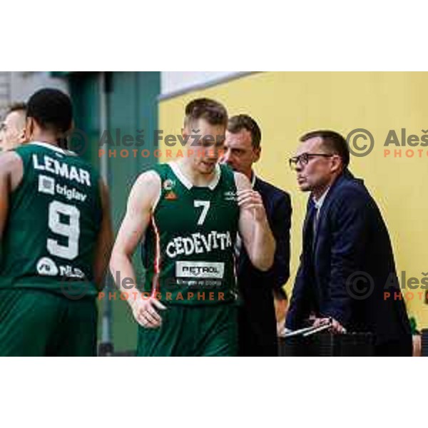 Gregor Glas in action during first match of the Finals of OTP Bank League 2024/2025 between Krka and Cedevita Olimpija in Novo Mesto, Slovenia on June 3, 2025