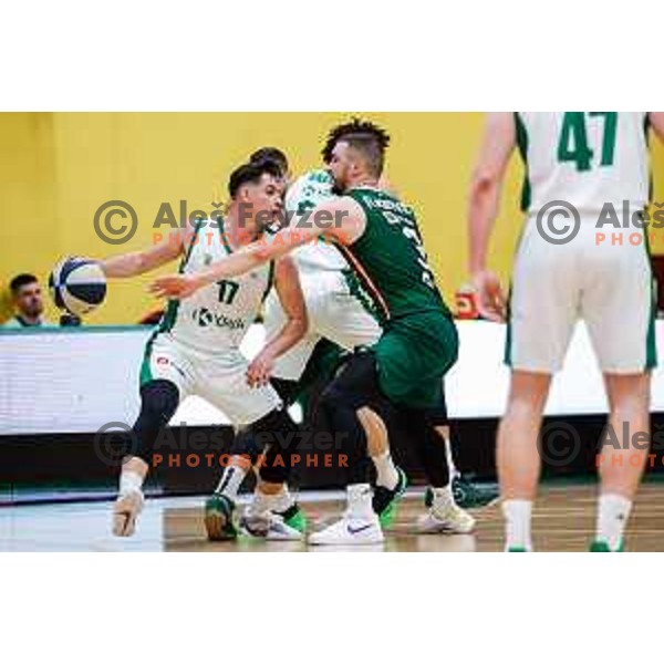 in action during first match of the Finals of OTP Bank League 2024/2025 between Krka and Cedevita Olimpija in Novo Mesto, Slovenia on June 3, 2025