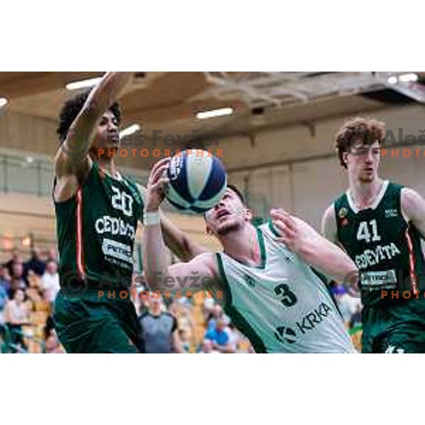 Joan Beringer in action during first match of the Finals of OTP Bank League 2024/2025 between Krka and Cedevita Olimpija in Novo Mesto, Slovenia on June 3, 2025