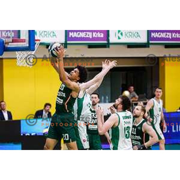 Joan Beringer in action during first match of the Finals of OTP Bank League 2024/2025 between Krka and Cedevita Olimpija in Novo Mesto, Slovenia on June 3, 2025