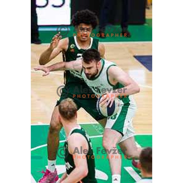 Joan Beringer in action during first match of the Finals of OTP Bank League 2024/2025 between Krka and Cedevita Olimpija in Novo Mesto, Slovenia on June 3, 2025