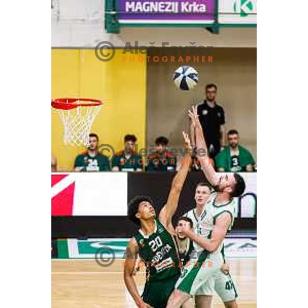 Joan Beringer in action during first match of the Finals of OTP Bank League 2024/2025 between Krka and Cedevita Olimpija in Novo Mesto, Slovenia on June 3, 2025
