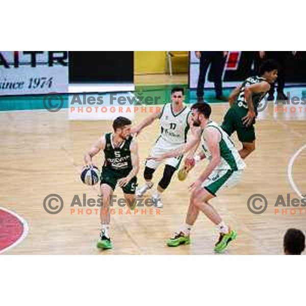in action during first match of the Finals of OTP Bank League 2024/2025 between Krka and Cedevita Olimpija in Novo Mesto, Slovenia on June 3, 2025