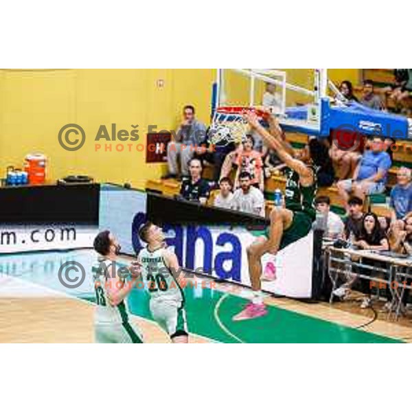Joan Beringer in action during first match of the Finals of OTP Bank League 2024/2025 between Krka and Cedevita Olimpija in Novo Mesto, Slovenia on June 3, 2025
