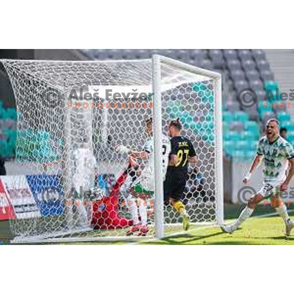 Alex Tamm celebrates a goal during Prva liga Telemach 2024/2025 football match between Olimpija and Kalcer Radomlje in Ljubljana, Slovenia on May 17, 2025