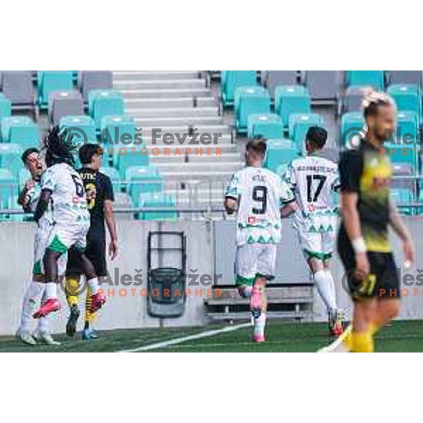 Marcel Ratnik celebrates a goal during Prva liga Telemach 2024/2025 football match between Olimpija and Kalcer Radomlje in Ljubljana, Slovenia on May 17, 2025