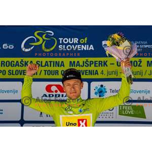 Anders Halland Johannessen in green jersey as overall leader after Stage 4 of 31.Tour of Slovenia between Maribor and Golte on June 7, 2025