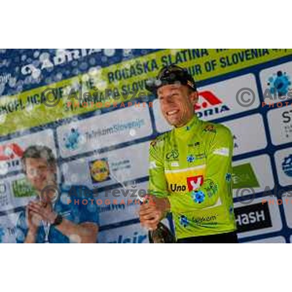Anders Halland Johannessen in green jersey as overall leader after Stage 4 of 31.Tour of Slovenia between Maribor and Golte on June 7, 2025