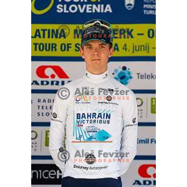 Jakob Omrzel, best young raider in white jersey after the finish of Stage 4 of 31.Tour of Slovenia between Maribor and Golte on June 7, 2025