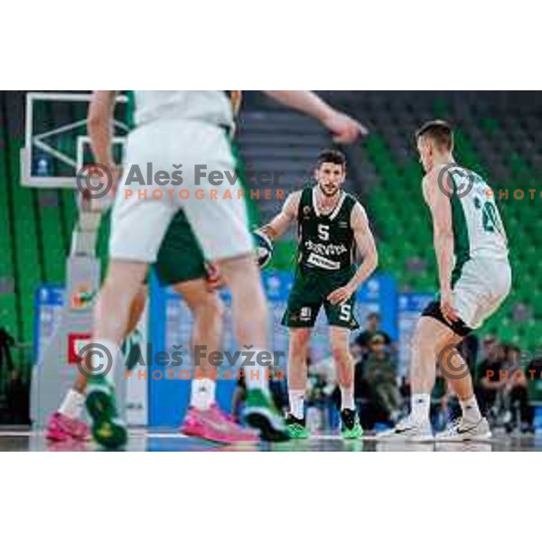 in action during fourth match of the Finals of OTP Bank League 2024/2025 between Cedevita Olimpija and Krka in SRC Stozice, Ljubljana, Slovenia on June 9, 2025