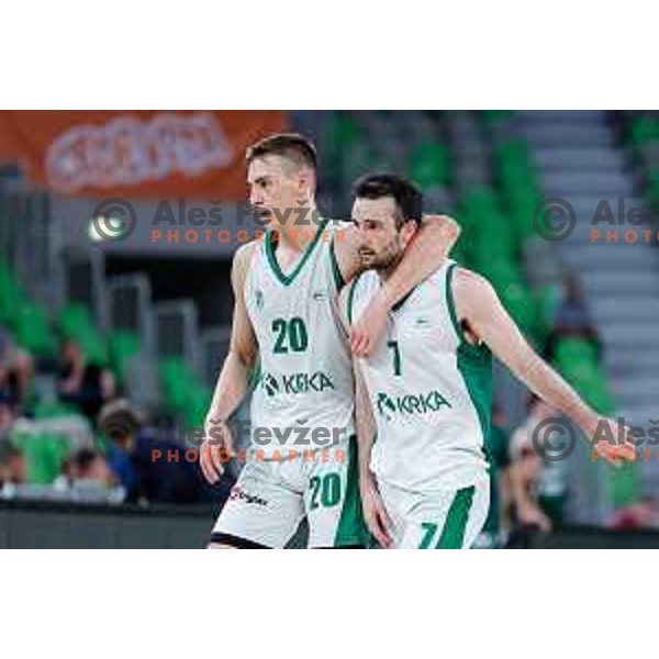 in action during fourth match of the Finals of OTP Bank League 2024/2025 between Cedevita Olimpija and Krka in SRC Stozice, Ljubljana, Slovenia on June 9, 2025