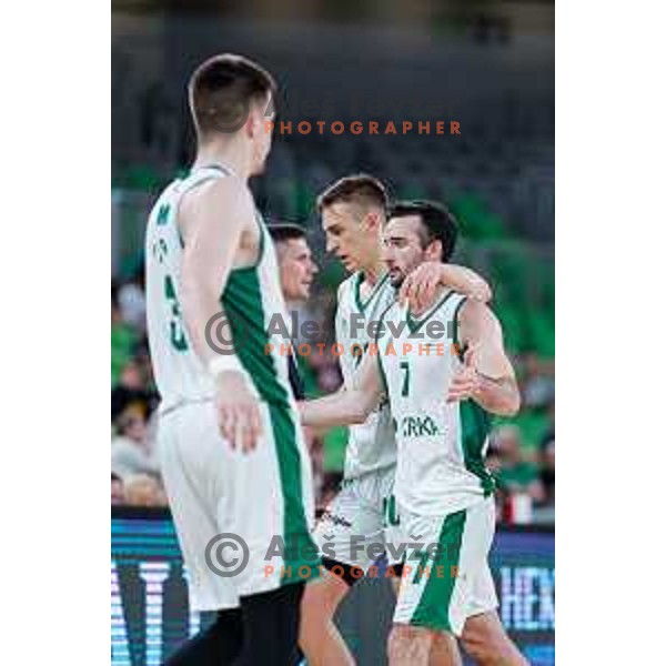 in action during fourth match of the Finals of OTP Bank League 2024/2025 between Cedevita Olimpija and Krka in SRC Stozice, Ljubljana, Slovenia on June 9, 2025