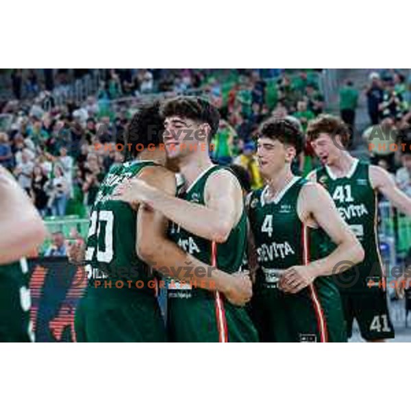 in action during fourth match of the Finals of OTP Bank League 2024/2025 between Cedevita Olimpija and Krka in SRC Stozice, Ljubljana, Slovenia on June 9, 2025