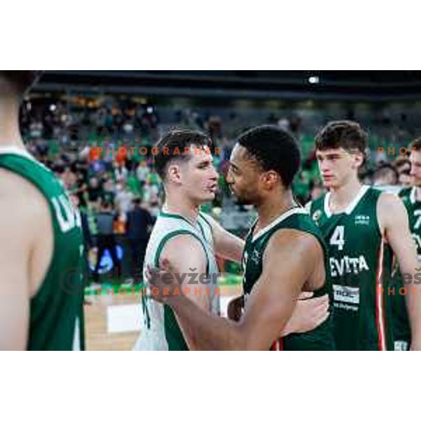 in action during fourth match of the Finals of OTP Bank League 2024/2025 between Cedevita Olimpija and Krka in SRC Stozice, Ljubljana, Slovenia on June 9, 2025