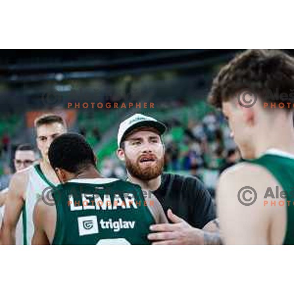 in action during fourth match of the Finals of OTP Bank League 2024/2025 between Cedevita Olimpija and Krka in SRC Stozice, Ljubljana, Slovenia on June 9, 2025