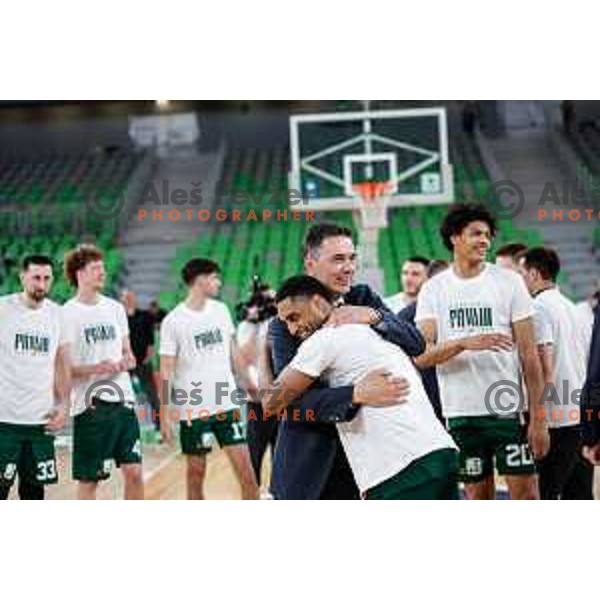 in action during fourth match of the Finals of OTP Bank League 2024/2025 between Cedevita Olimpija and Krka in SRC Stozice, Ljubljana, Slovenia on June 9, 2025