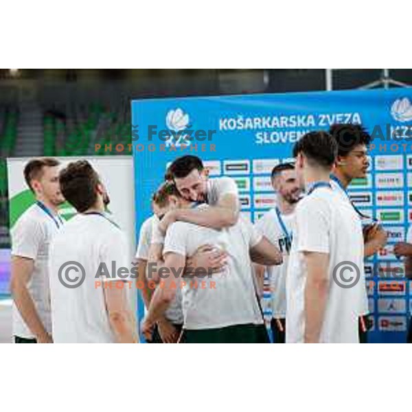 in action during fourth match of the Finals of OTP Bank League 2024/2025 between Cedevita Olimpija and Krka in SRC Stozice, Ljubljana, Slovenia on June 9, 2025