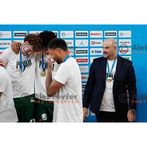 in action during fourth match of the Finals of OTP Bank League 2024/2025 between Cedevita Olimpija and Krka in SRC Stozice, Ljubljana, Slovenia on June 9, 2025