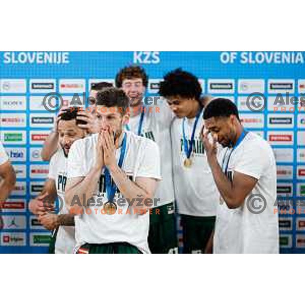 in action during fourth match of the Finals of OTP Bank League 2024/2025 between Cedevita Olimpija and Krka in SRC Stozice, Ljubljana, Slovenia on June 9, 2025