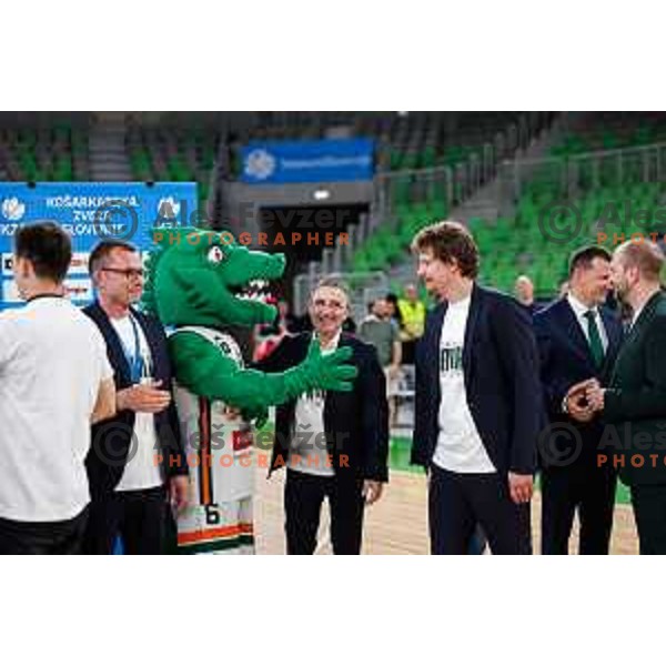 in action during fourth match of the Finals of OTP Bank League 2024/2025 between Cedevita Olimpija and Krka in SRC Stozice, Ljubljana, Slovenia on June 9, 2025