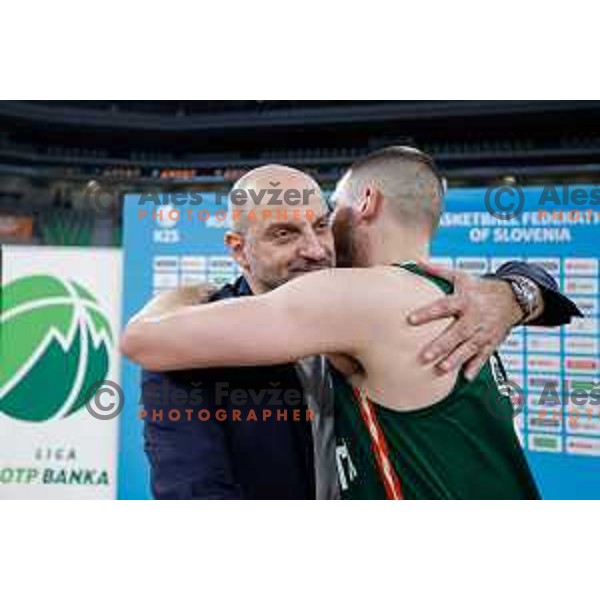 in action during fourth match of the Finals of OTP Bank League 2024/2025 between Cedevita Olimpija and Krka in SRC Stozice, Ljubljana, Slovenia on June 9, 2025