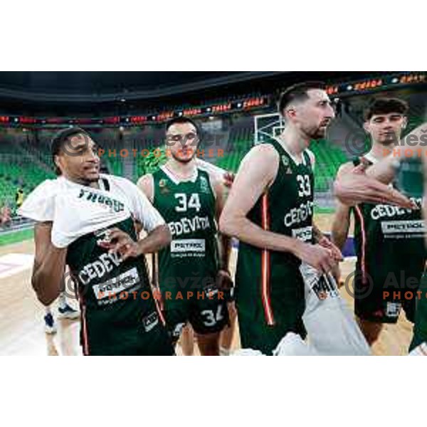 in action during fourth match of the Finals of OTP Bank League 2024/2025 between Cedevita Olimpija and Krka in SRC Stozice, Ljubljana, Slovenia on June 9, 2025